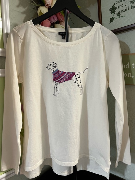 Talbots Tops - NWT Talbots Cream Long Sleeve Tee with Pink & Purple Dalmatian Print #145